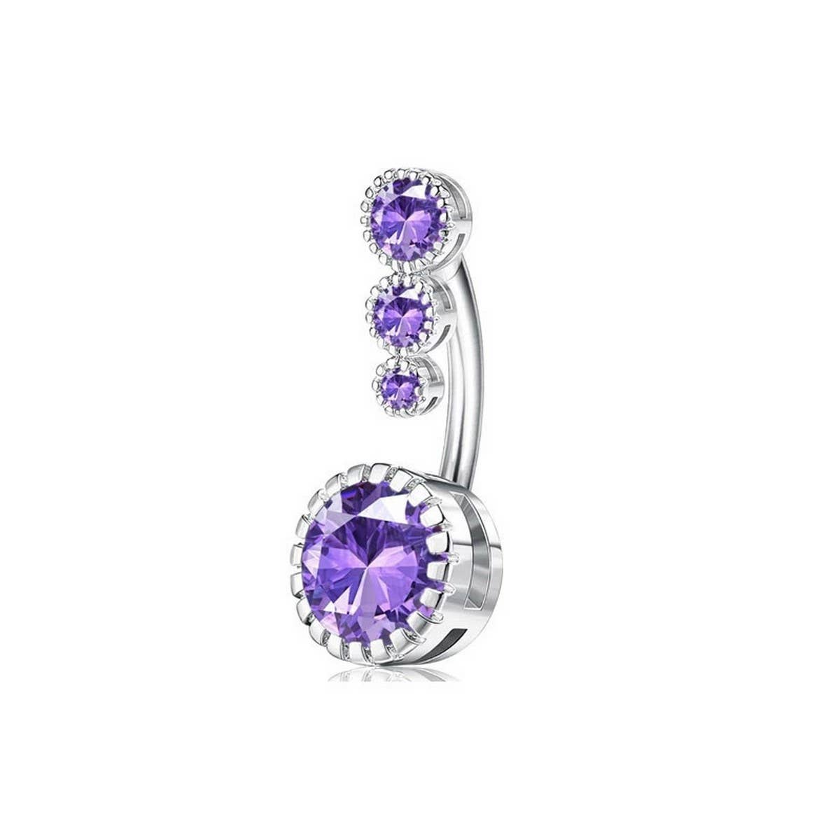 3 Gem CZ Belly Ring ??Surgical Steel Piercing_CWMM9174