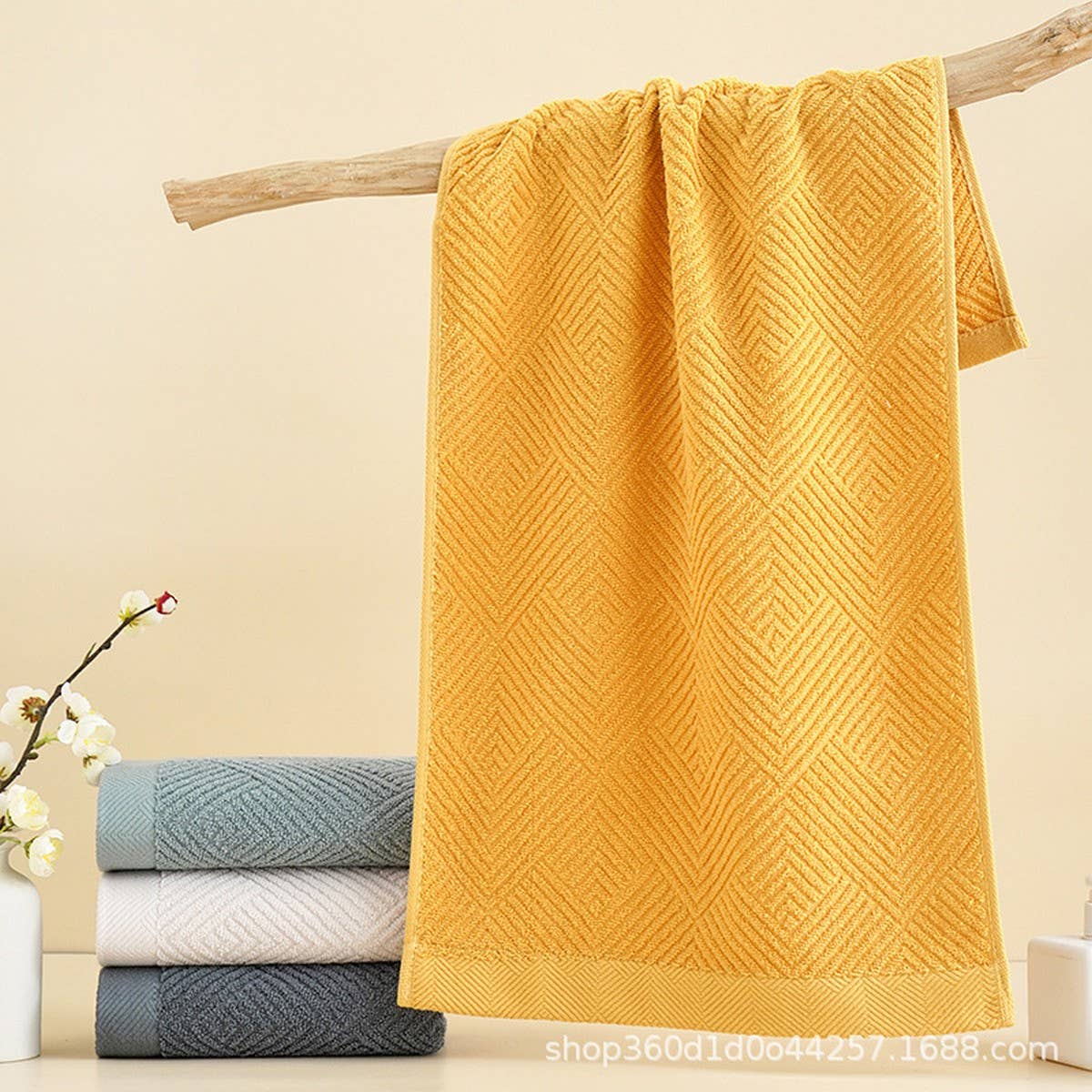 LONG PLUSH SOLID COLOR HOUSEHOLD COTTON TOWEL