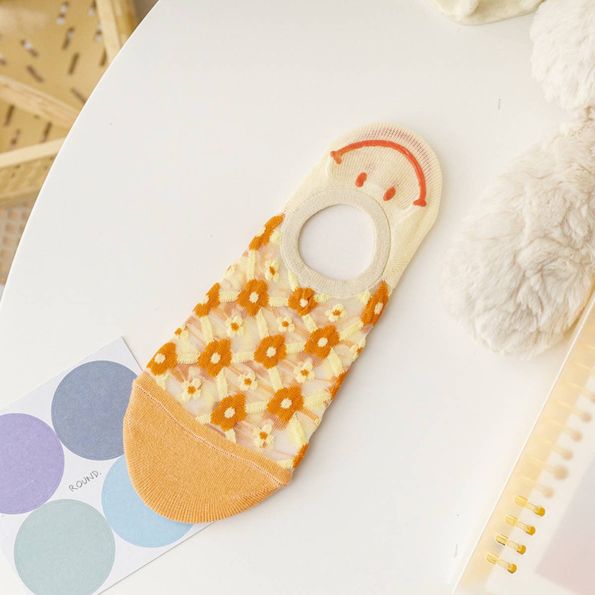 WOMEN FLORAL THIN BREATHABLE SHALLOW SOCKS