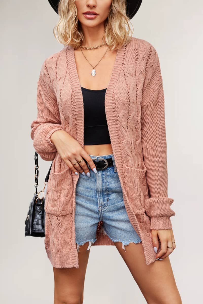 CWOCAL1827_FALL BUTTON-FREE LONG-SLEEVED CARDIGAN