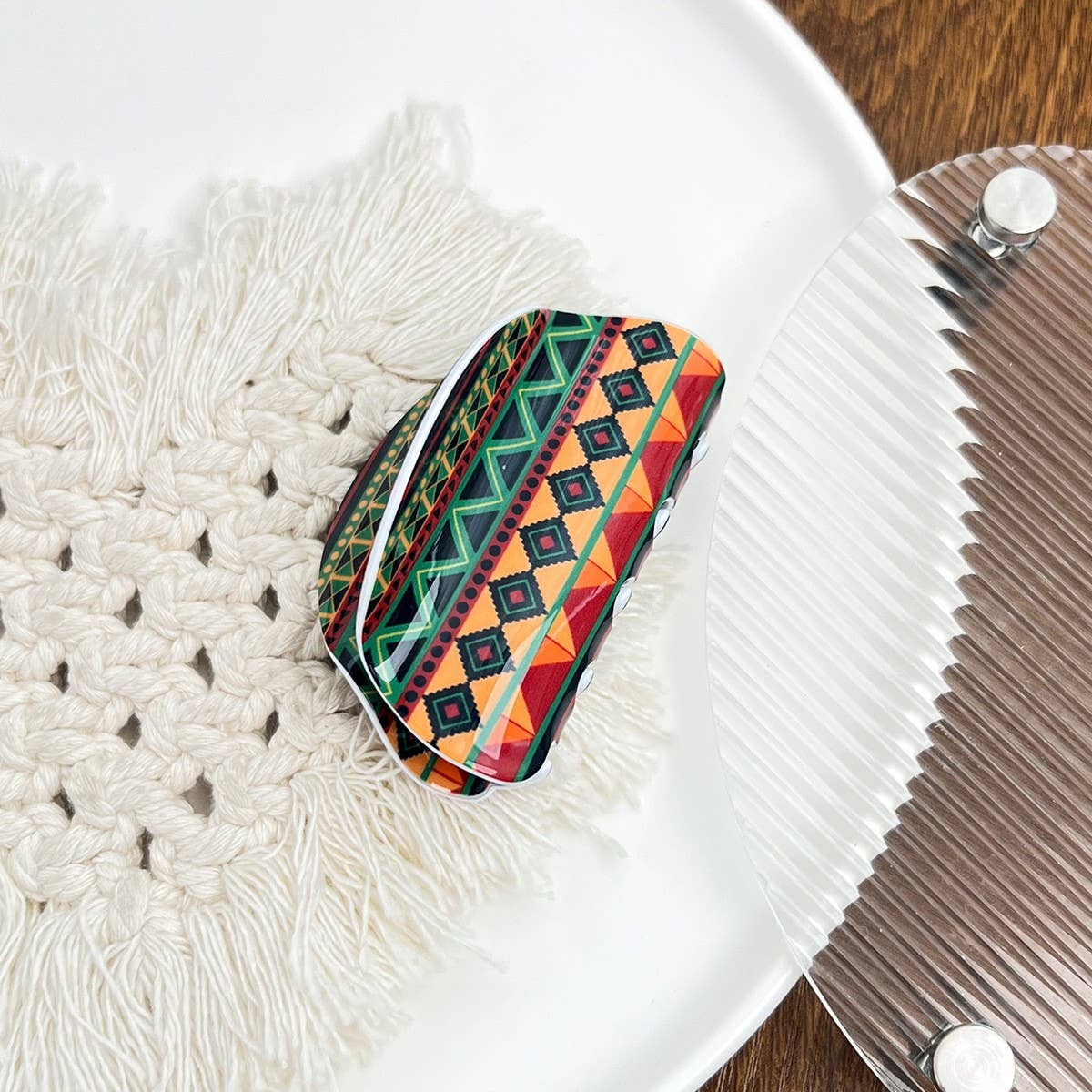 Bohemian Polka Dot Acrylic Hair Claw Unique Design_CWAHA2074