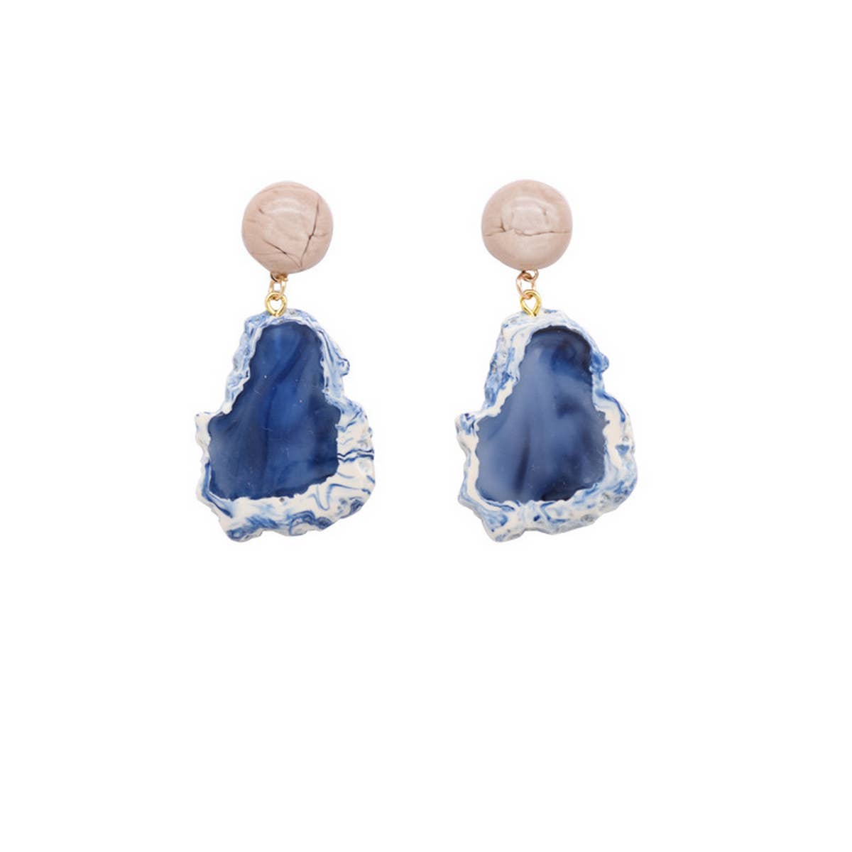 RETRO HAZE BLUE MARBLE EARRINGS_CWAJE1631