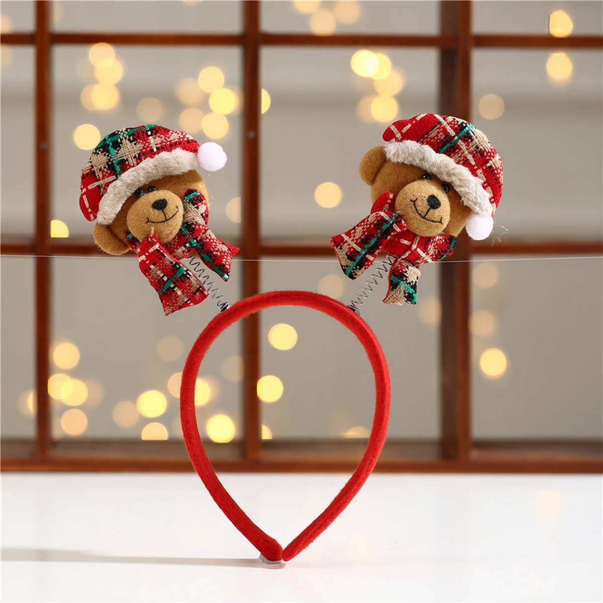 CHRISTMAS RED PLAID CARTOON CHILDREN'S HEADBAND