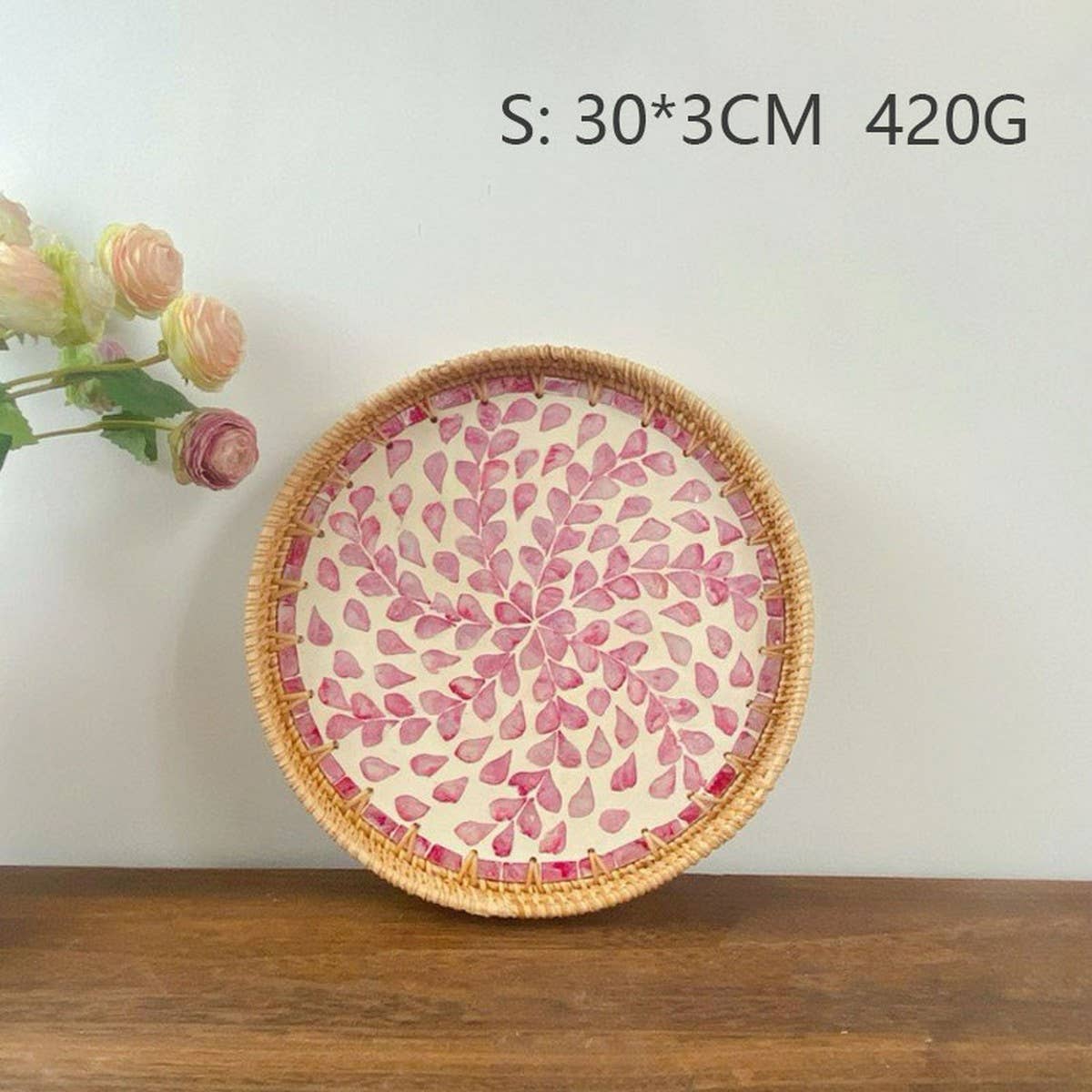 RATTAN FRUIT PLATE TEA ROOM SHELLBASKET ROUND PLATE_CWMM4495