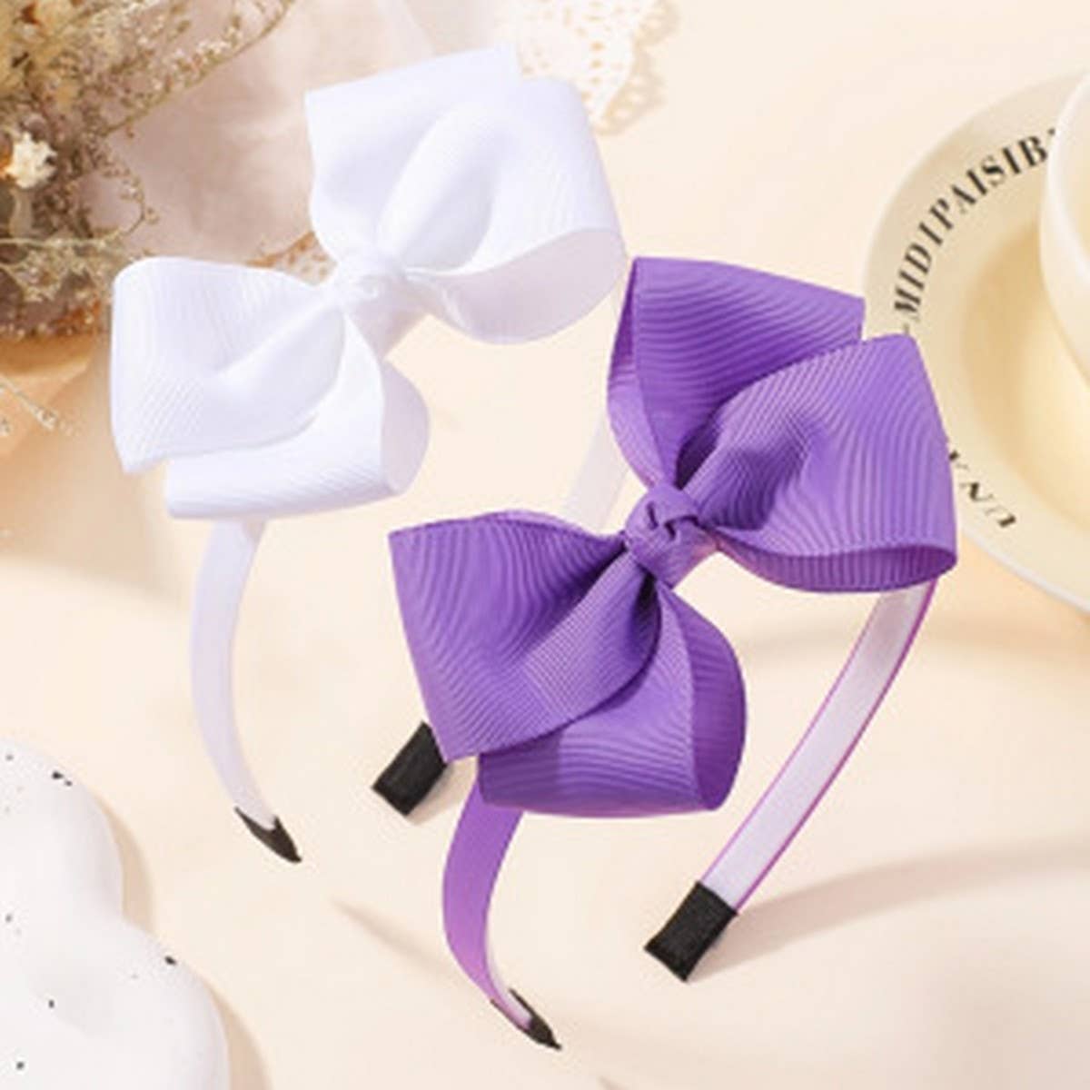 Double Bow Hair Clip Set with Pearl for Kids