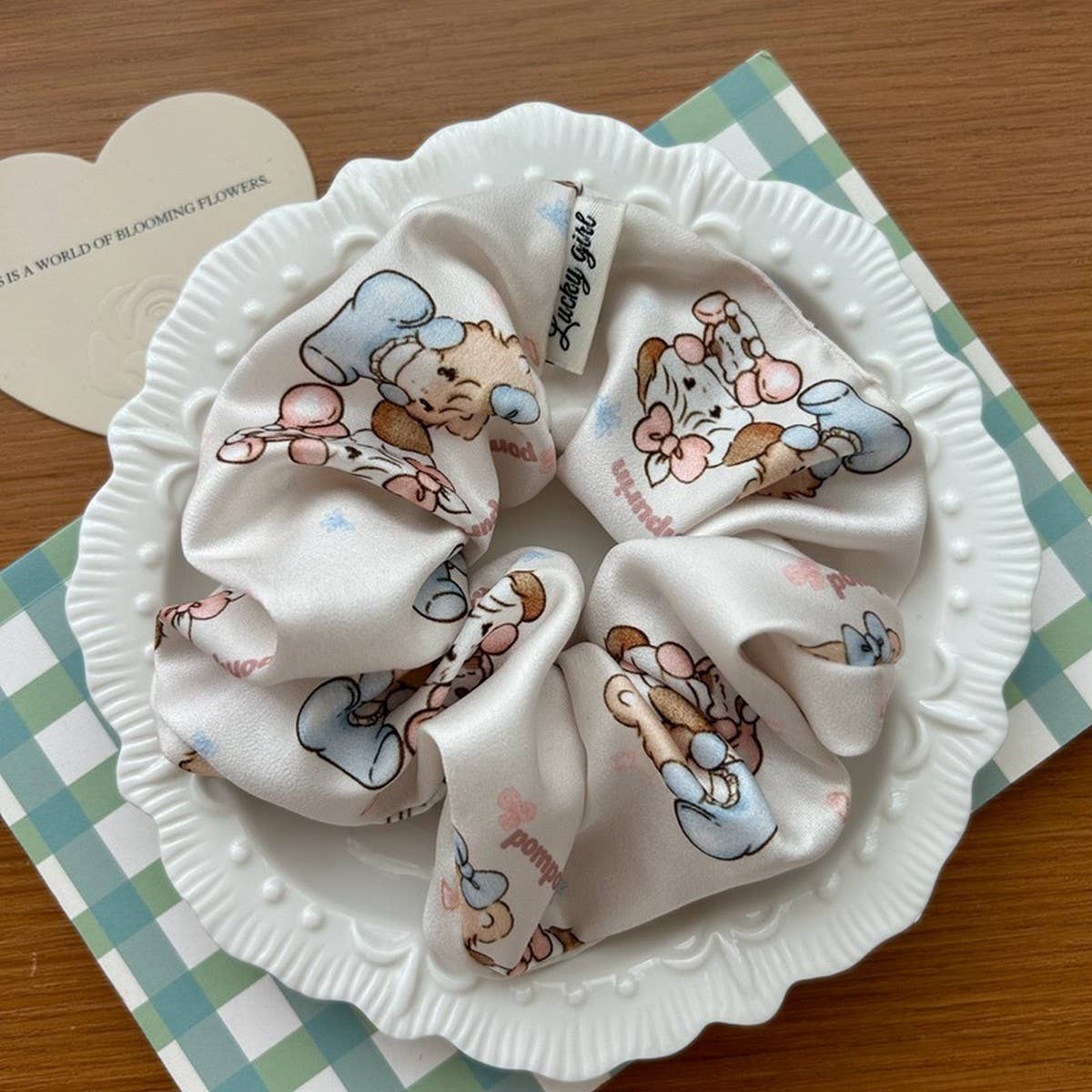 CREAMY SWEET CARTOON PRINT HAIR SCRUNCHIES