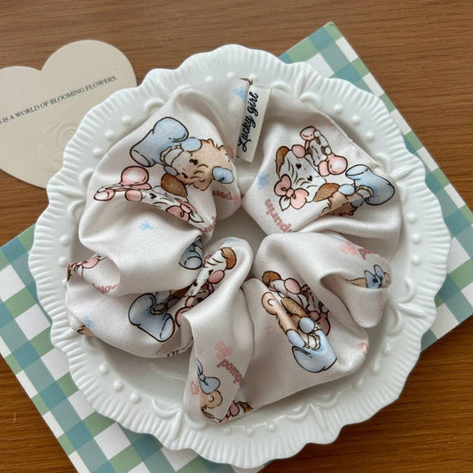 CREAMY SWEET CARTOON PRINT HAIR SCRUNCHIES