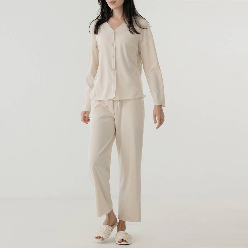 Single-breasted top wide-leg pants pajama set