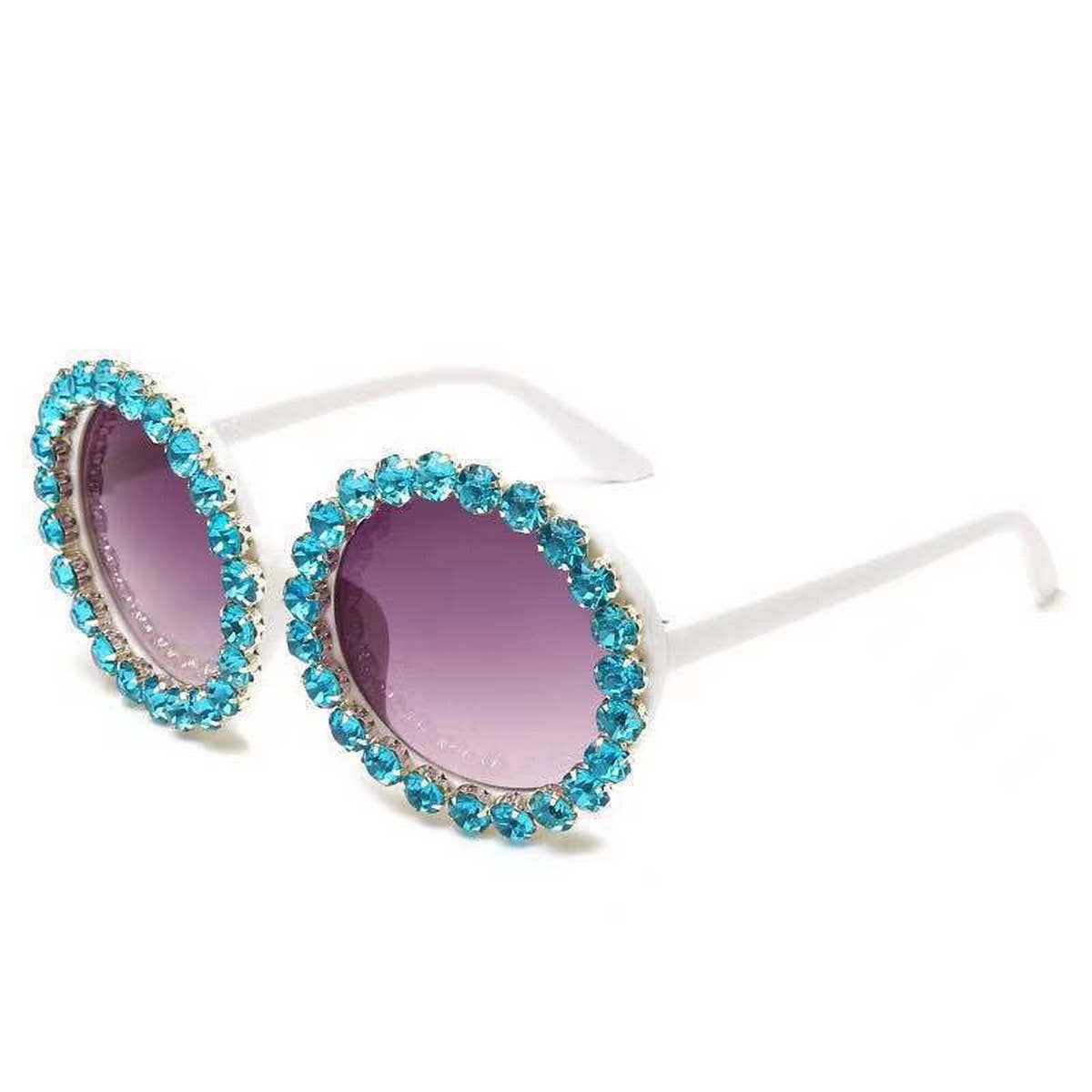 DIAMOND EXAGGERATED ROUND FRAME SUNGLASSES