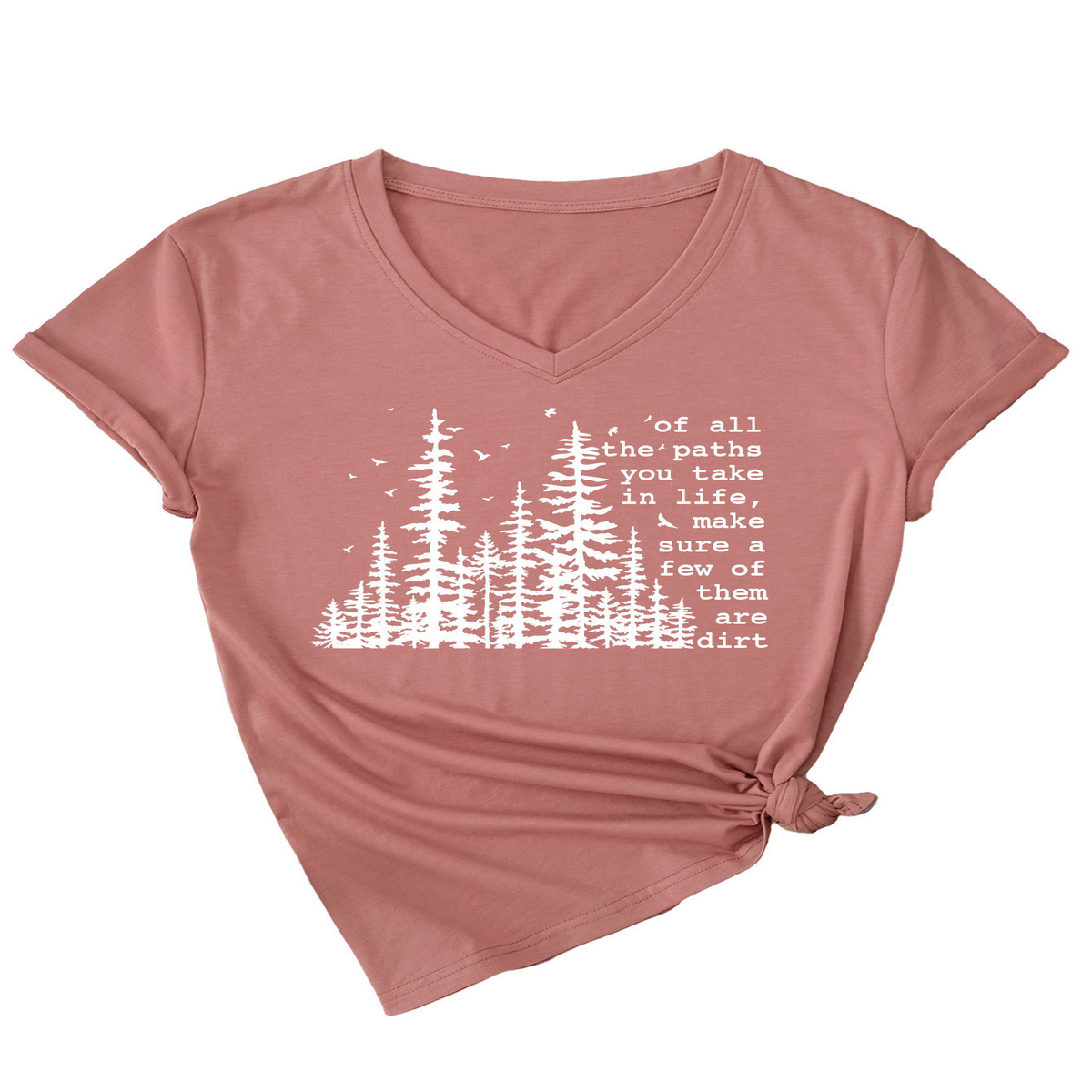 Summer V-Neck Short Sleeve Printed Tee