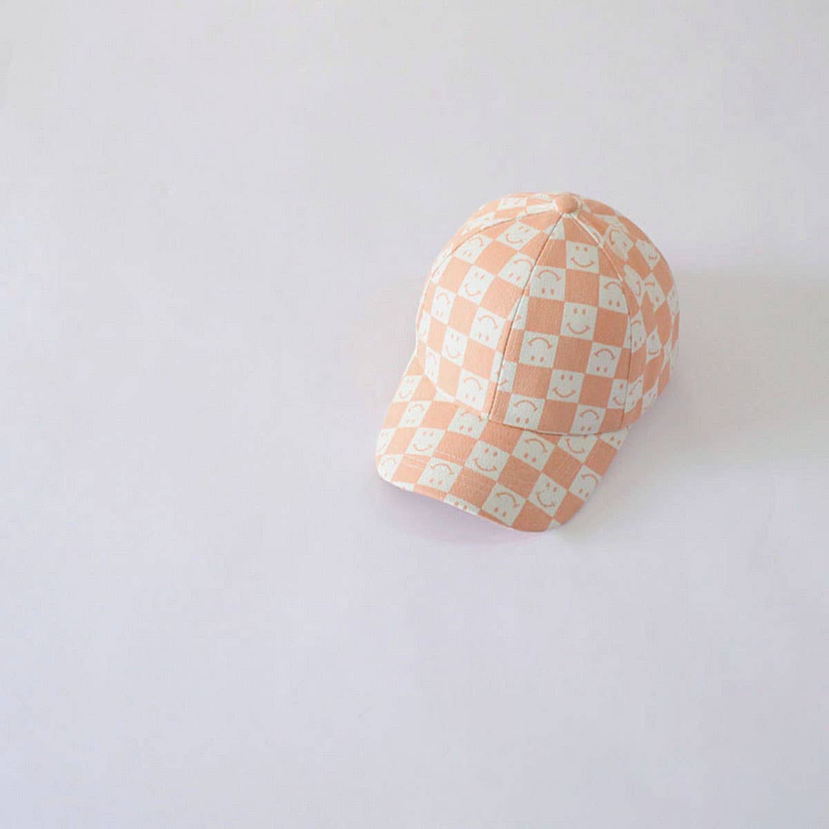 CHILDREN'S CHECKERBOARD SMILEY FACE BASEBALL CAP_CWAH2892
