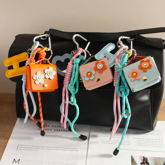 H Letter Floral Earbud Pouch Keychain