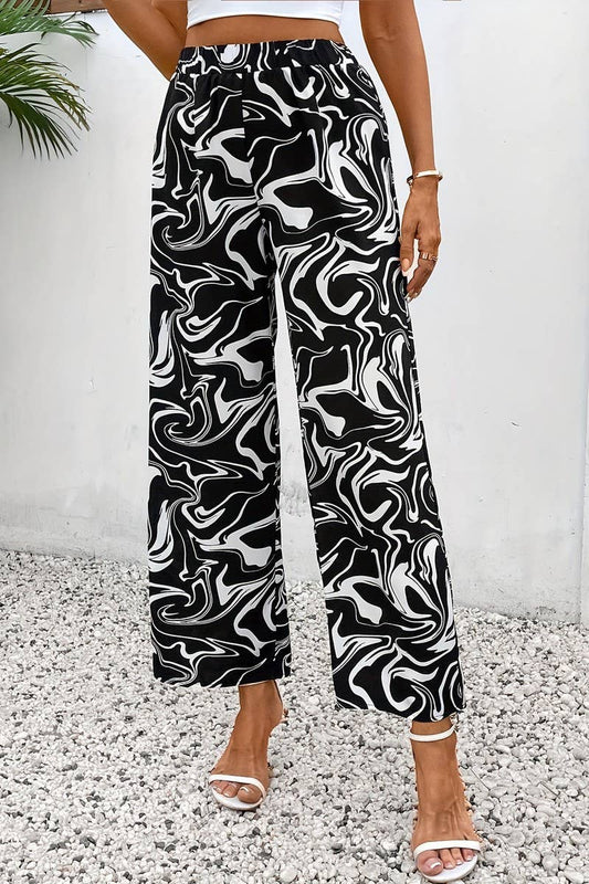 CWBLP2088_MARBLE PRINT HIGH WAIST WIDE LEG PANTS