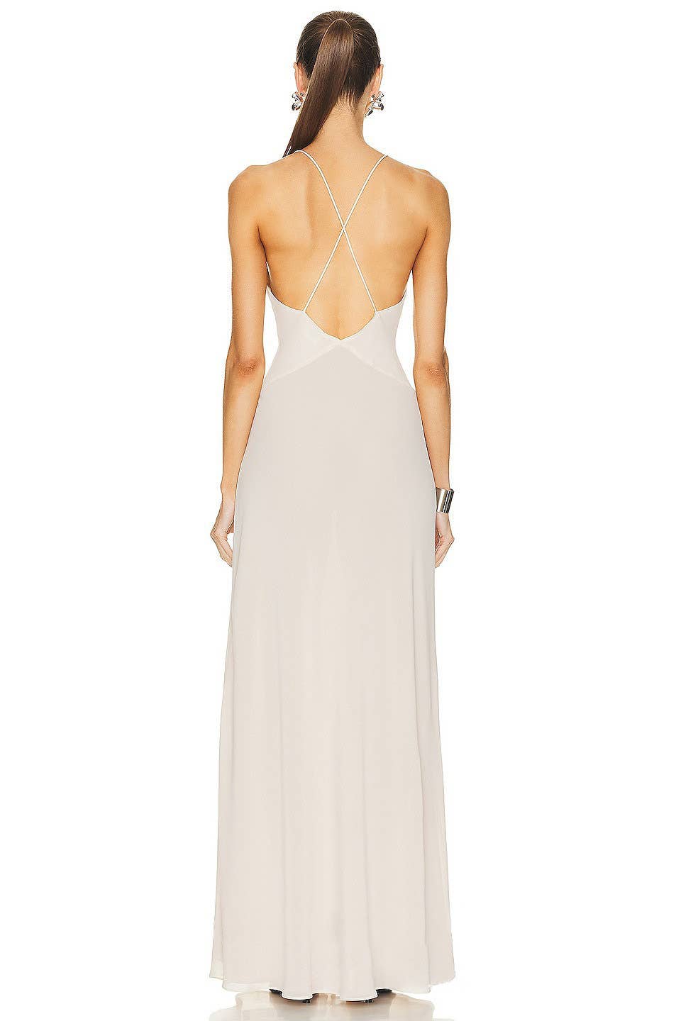 Solid-color French deep V-neck strapless dress