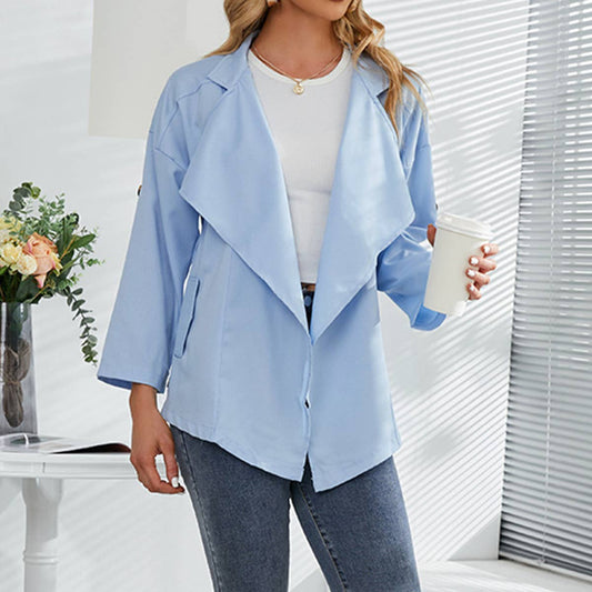 SUIT COLLAR IRREGULAR LONG SLEEVE WINDBREAKER