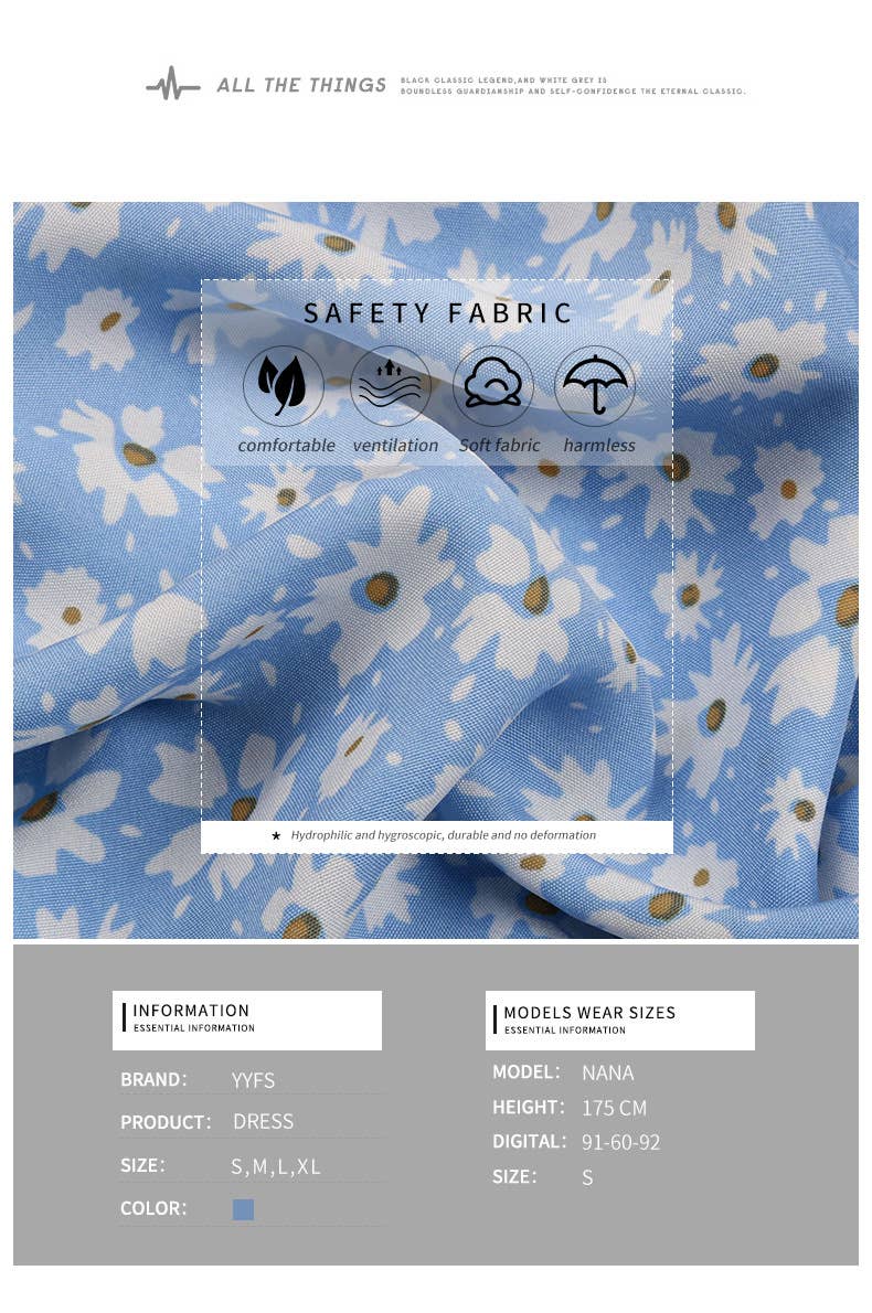 V neck floral split button dress_CWDMD1520