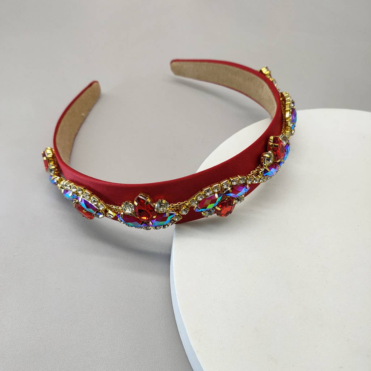 WIDE-BRIMMED HANDMADE RHINESTONE HEADBAND