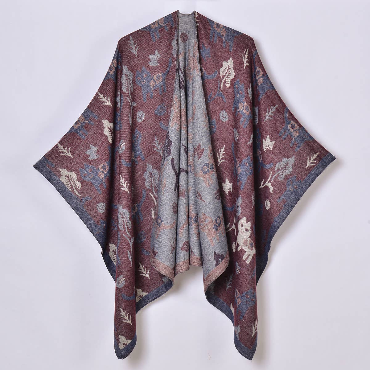 DOUBLE-SIDED JACQUARD CARDIGAN SHAWL