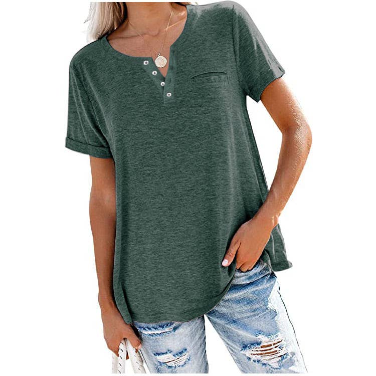 VERSATILE V-NECK SHORT-SLEEVED LOOSE T-SHIRT_CWTBLS02472