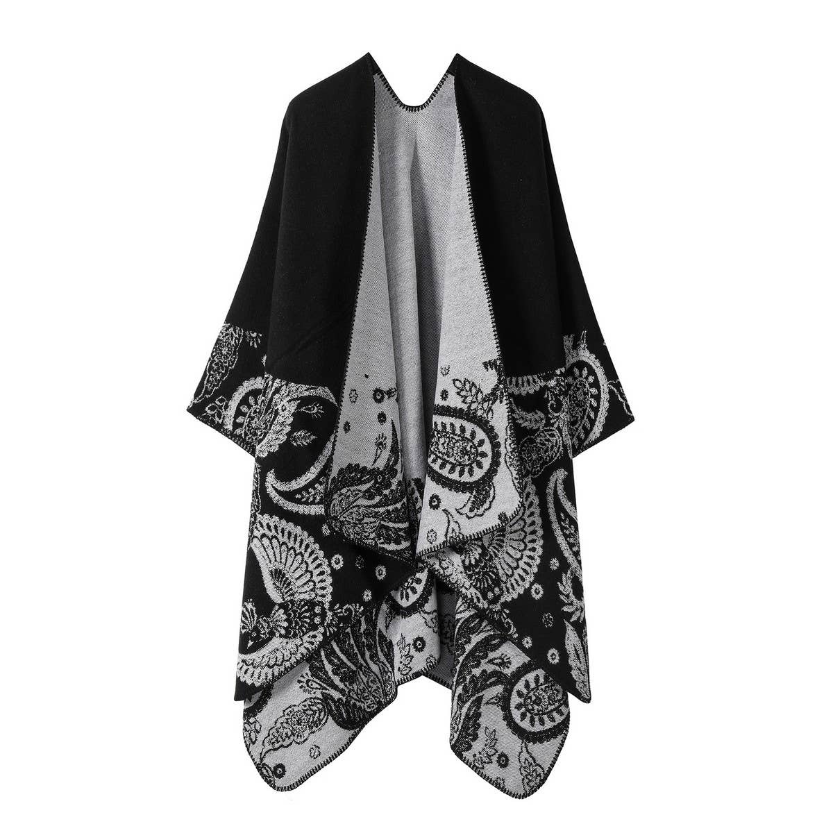 CASHEW FLOWER SHAWL SLIT CAPE DOUBLE-SIDED SCARF_CWASC2222