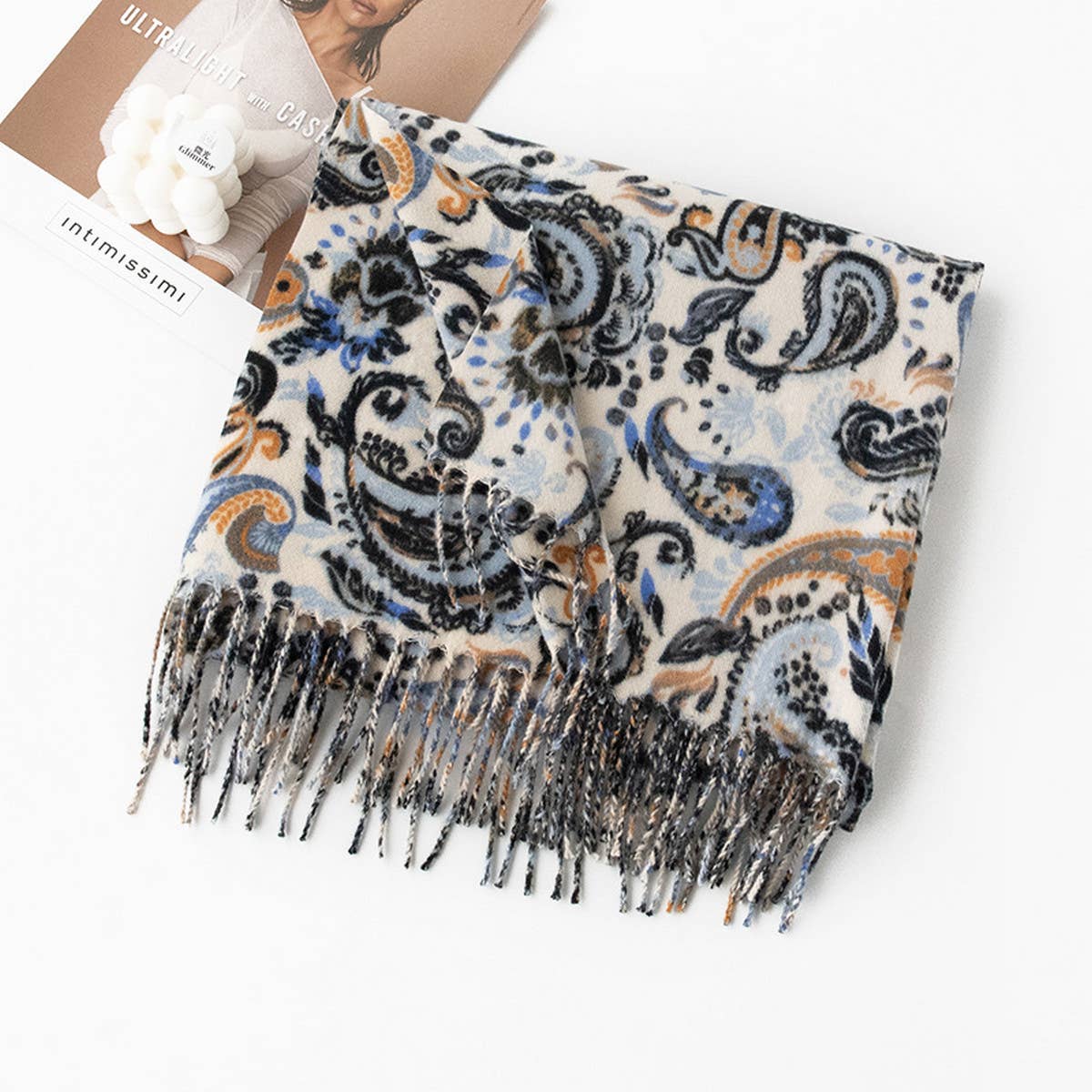 Soft Paisley Scarf - Elegant Tassel Wrap for Women_CWASC0920