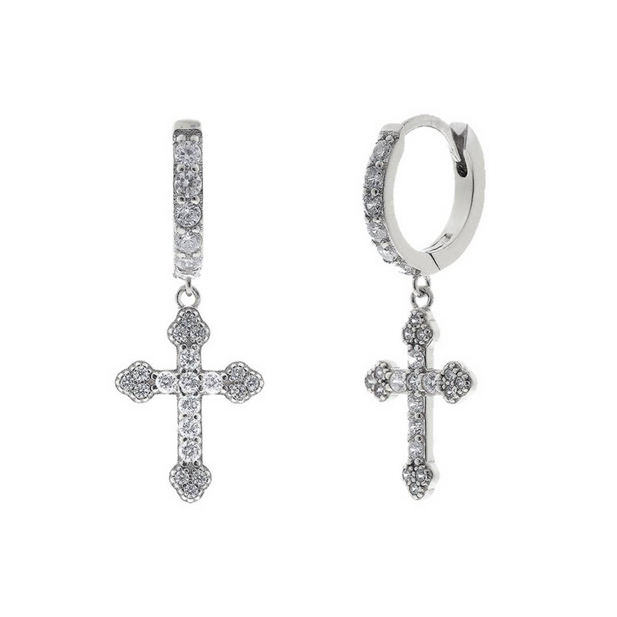 GEOMETRIC CROSS TRENDY FASHION HOOP EARRINGS