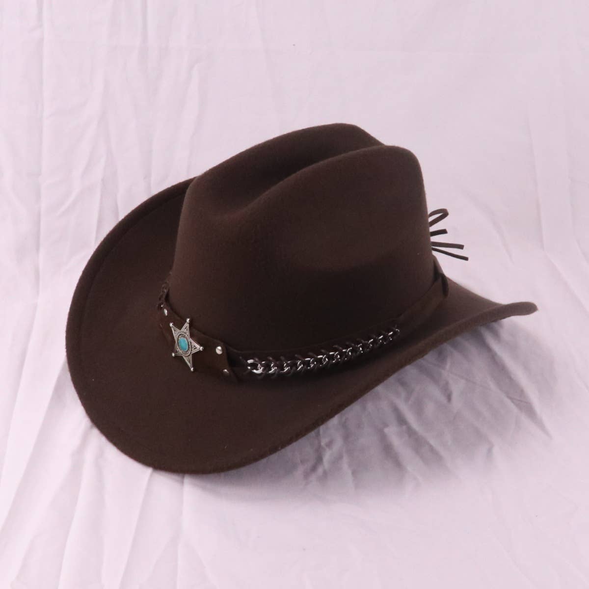 Woven Western Cowboy Hat with Turquoise Star Band_CWAH3661