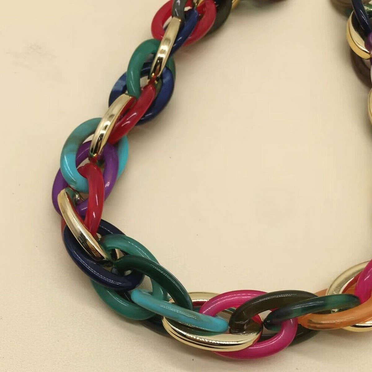 HIP HOP CLAVICLE CHAIN COLORFUL RESIN NECKLACE