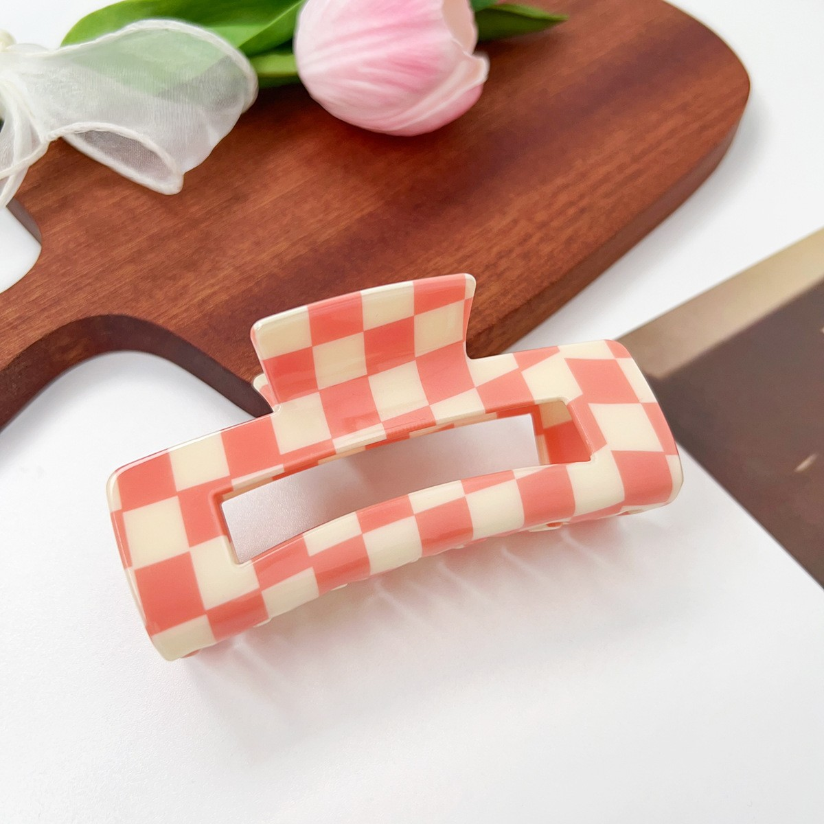 Checkerboard Hair Claw ??Candy Color Acetate Look_CWAHA0395