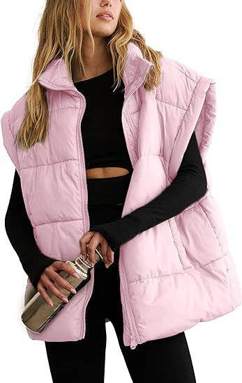 Solid color zipper collar temperament vest