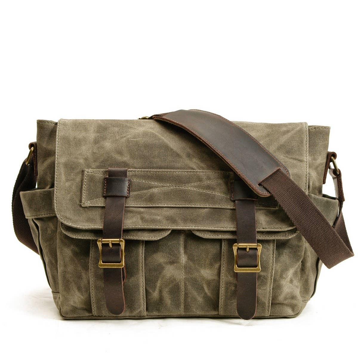 New Waxed Canvas & Leather Satchel for Men_CWAB5561