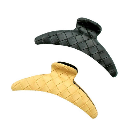 Elegant Woven Lattice PU Leather Hair Claw