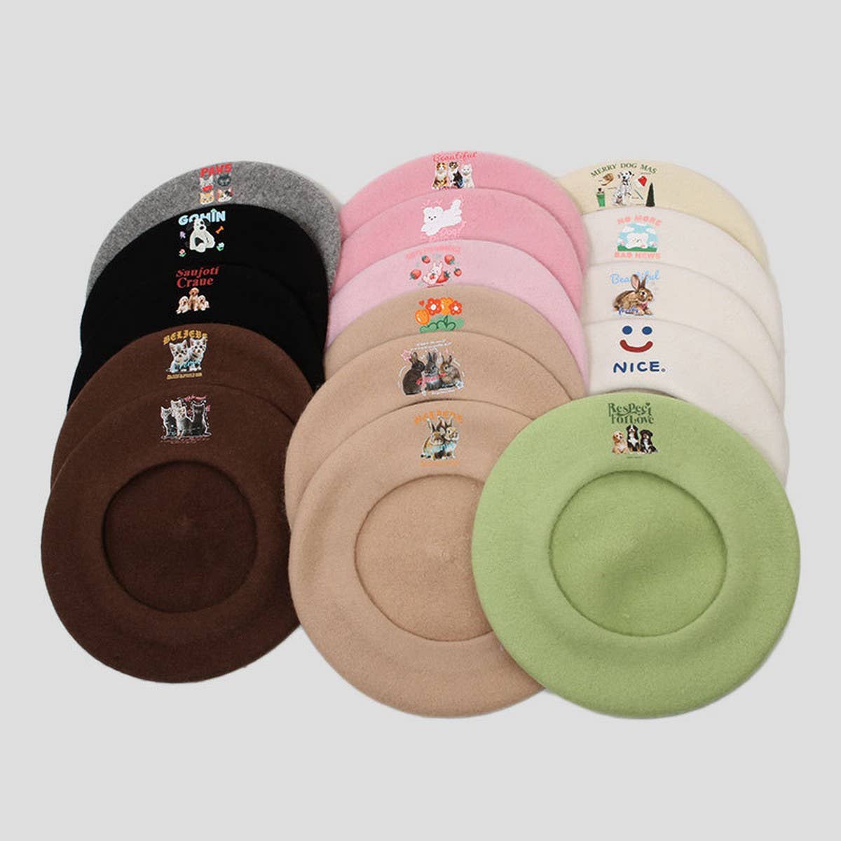 CUTE CARTOON ANIMAL PATTERN BERET_CWAH1925