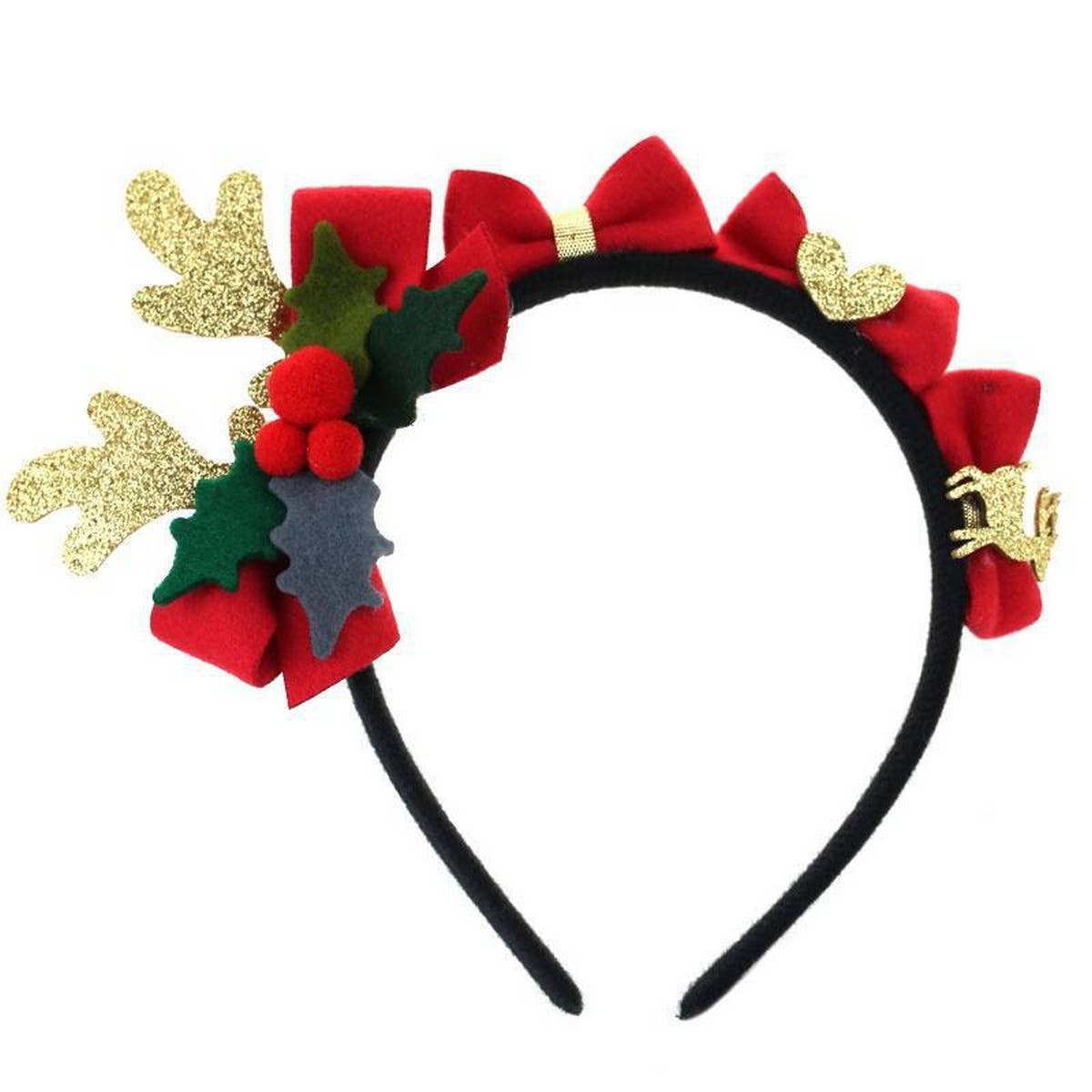 Fuzzy Red Bow Christmas Headband for Women