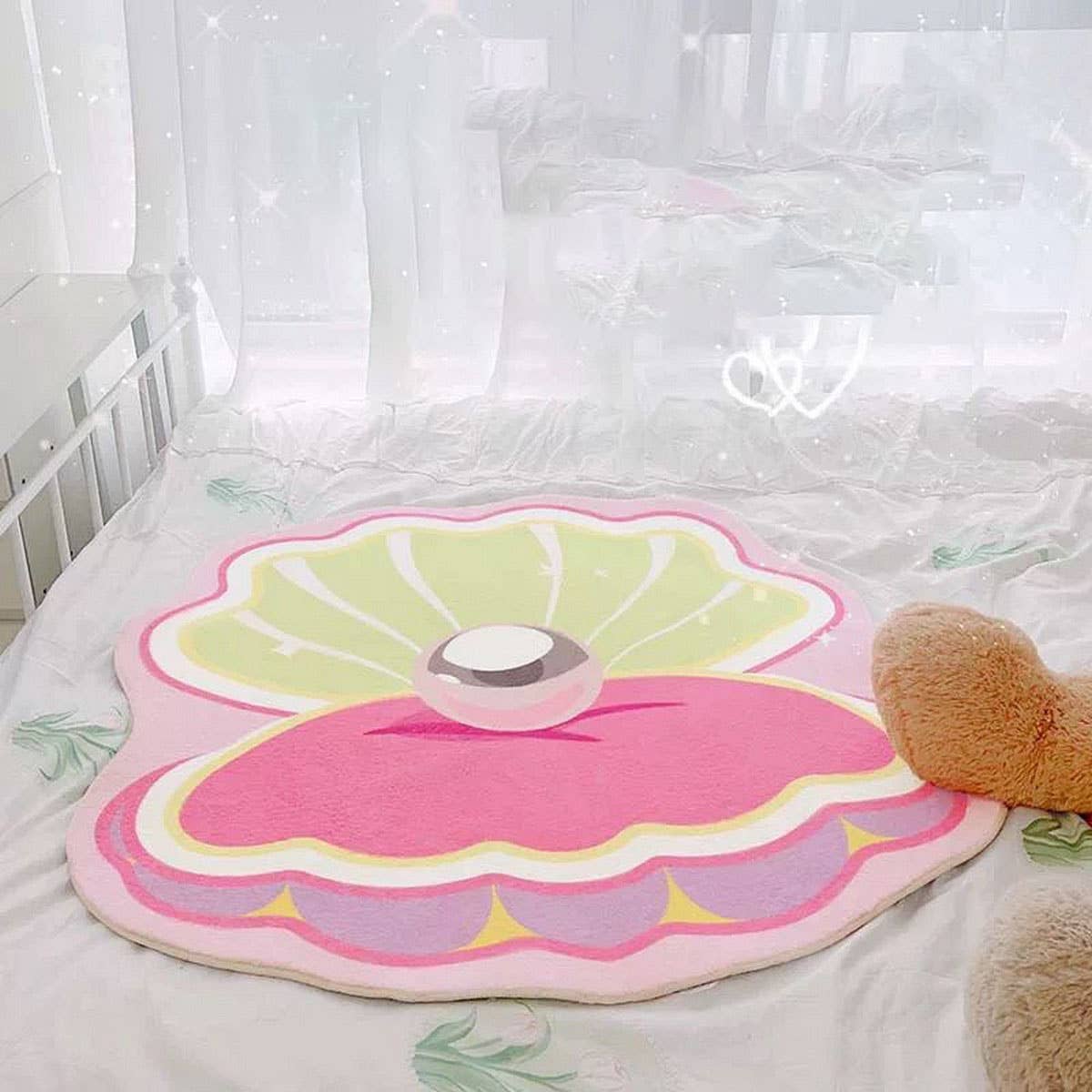 Cute Creamy Dopamine Rug, Bedroom Floor Mat