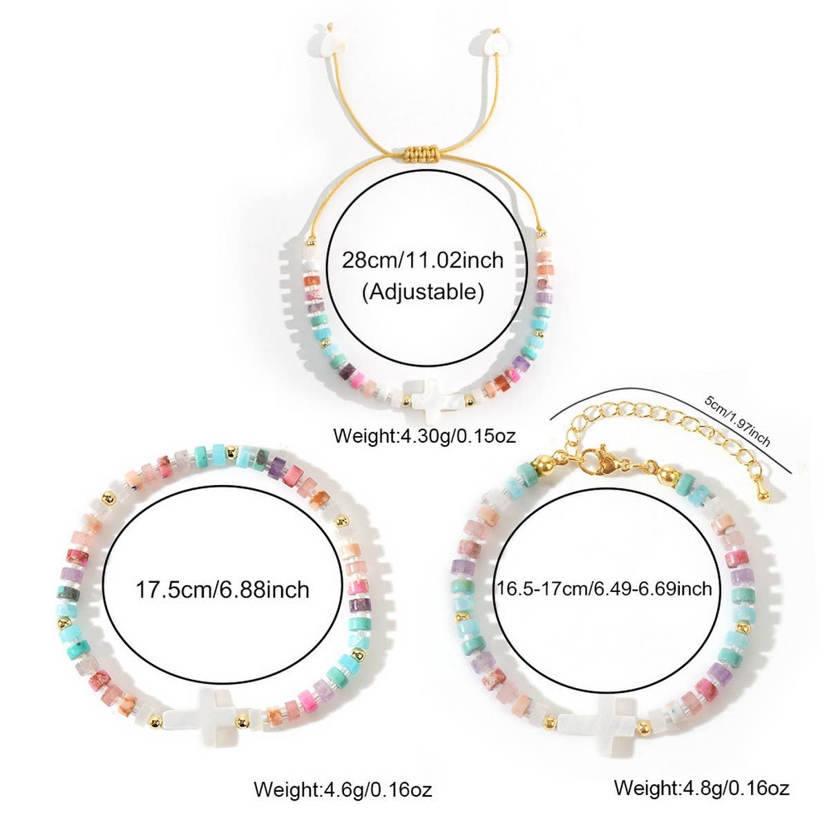 VERSATILE SWEET IRON GALLSTONE SHELL CROSS BRACELET