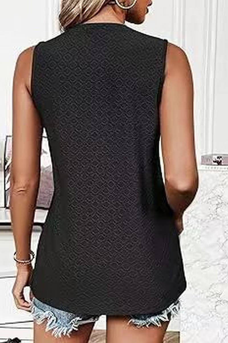 Cwttsl0232_Round Neck Sleeveless Knit Top