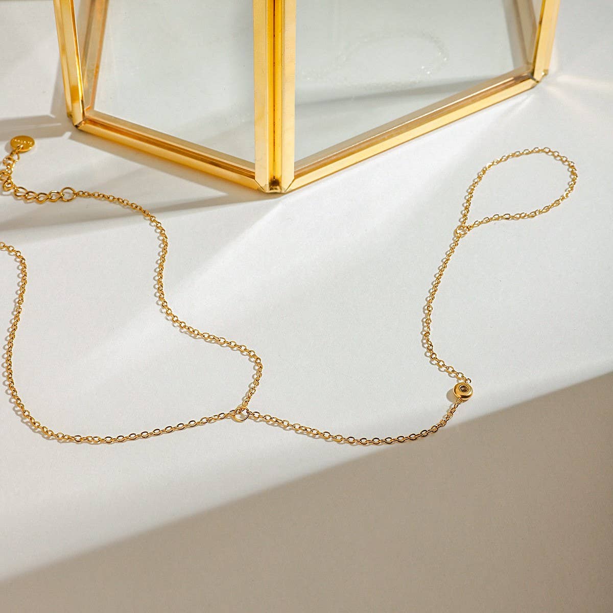 Trendy Zircon Link Ring & Anklet, 18K Gold Steel