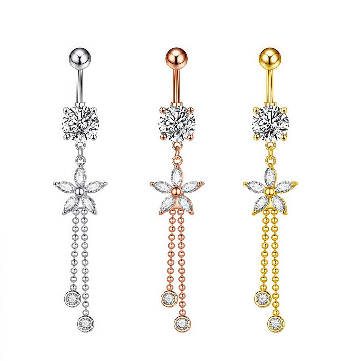 Tassel Flower Petal Stainless Steel Belly Ring