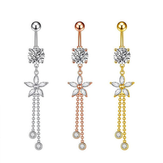 Tassel Flower Petal Stainless Steel Belly Ring