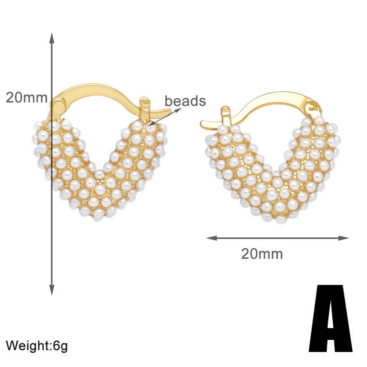 FASHIONABLE PEARL INLAID HEART-SHAPED EARRINGS