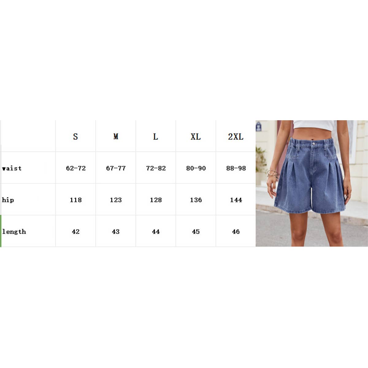 Washed loose irregularly pleated denim shorts