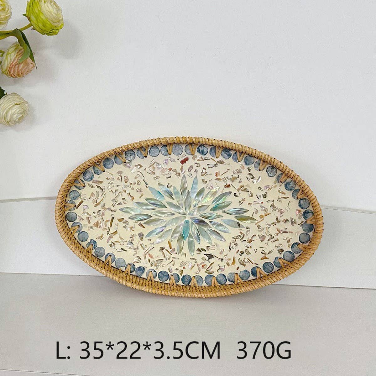 RATTAN OVAL FRUIT TEA SHELL TRAY STORAGE BASKET_CWMM4506