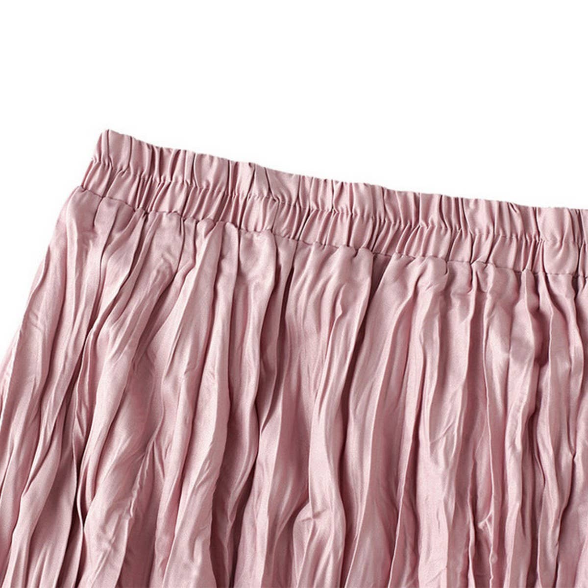 Ruched Pleated A-Line Midi Skirt