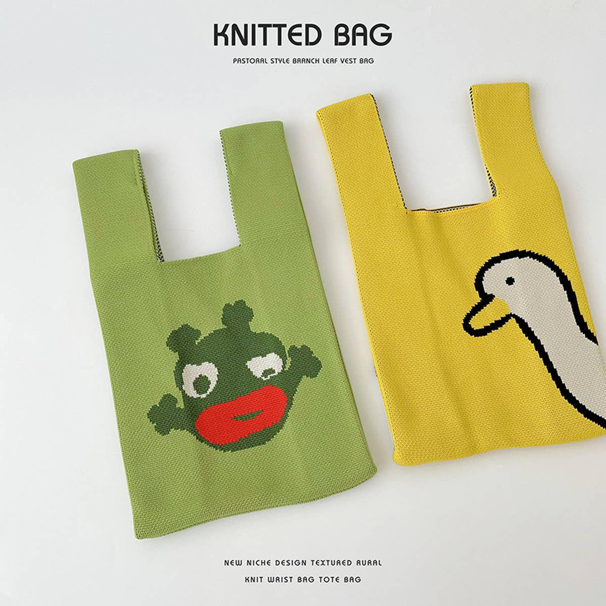 CUTE CARTOON ANIMAL KNITTED SHOULDER BAG HANDBAG_CWAB2397