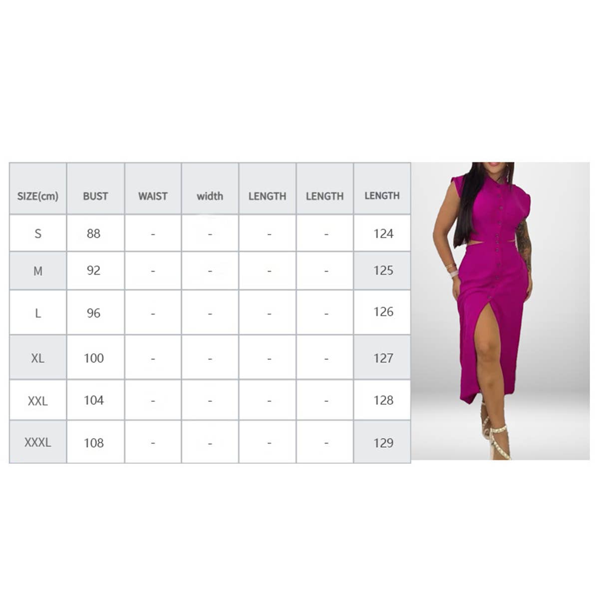 Solid color round neck sexy side-slit dress