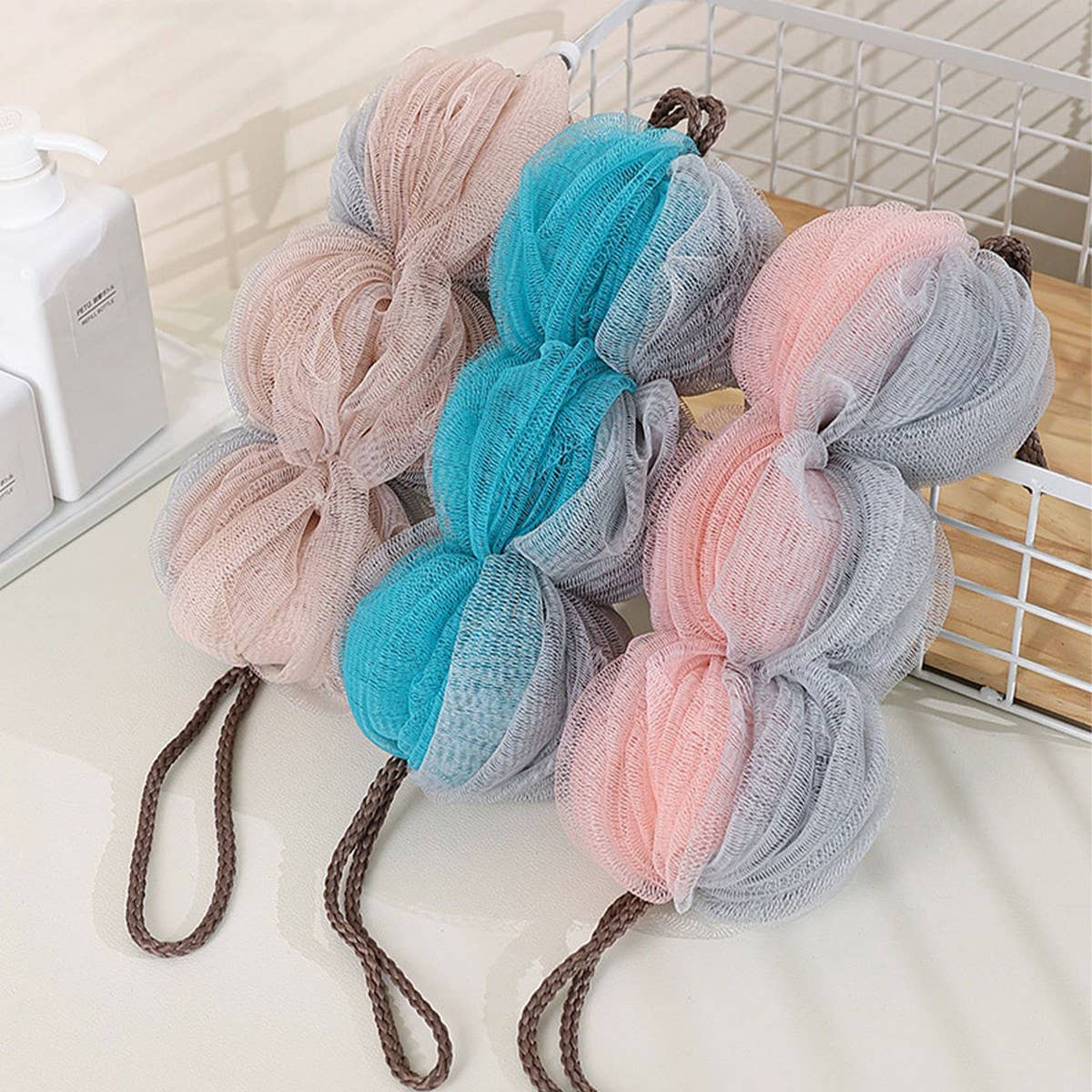 BATH POUF LONG LANTERN BATH FLOWER BALL_CWMM3371