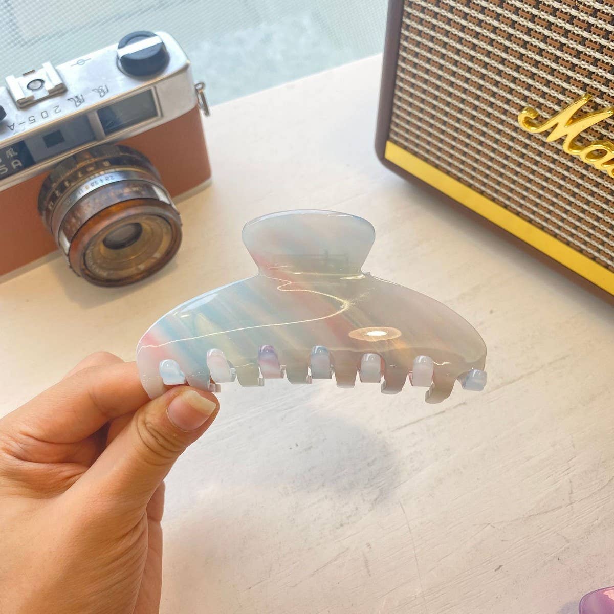 French Ink-Style Hair Claw, Large Jelly Color Clip