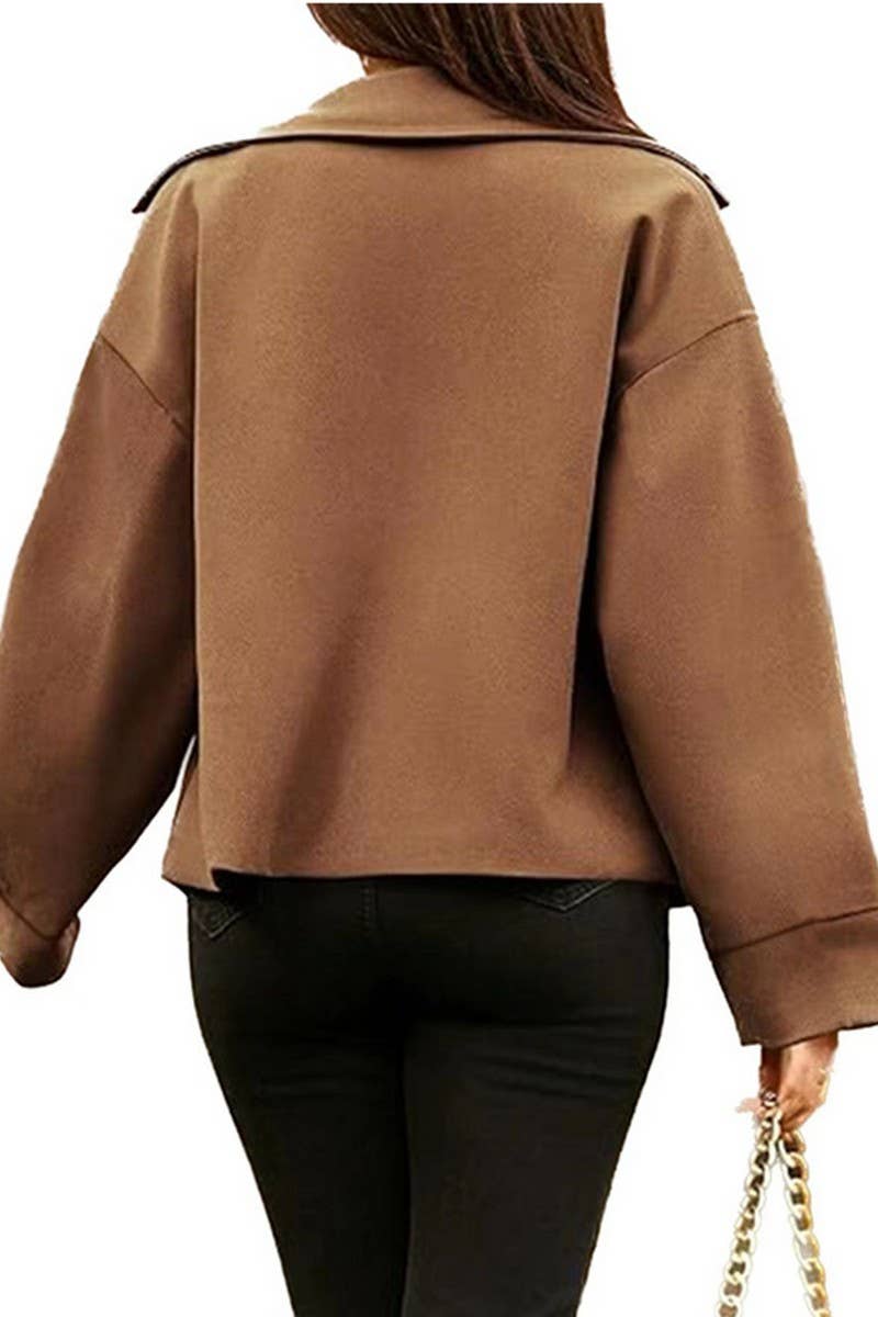 CWOCO0986_SOLID COLOR LAPEL SINGLE-BREASTED SHORT SUIT COAT