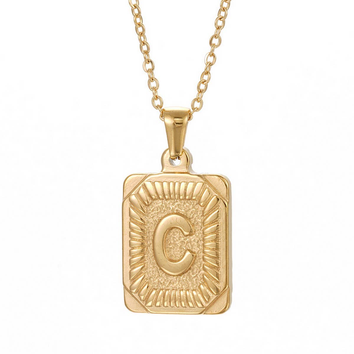 CWAJE1937_Square Stainless Steel Letter Fashion Necklace